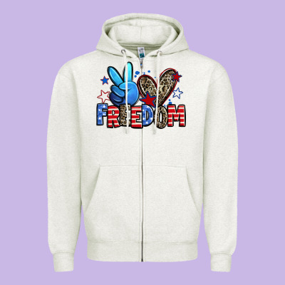 Peace Love Freedom Zipper Hoodie Designed By Zillion Design Studio