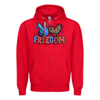 Red peace love freedom Zipper Hoodie - Zillion Design Studio