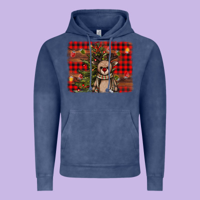 Reindeer Trees Background Vintage Hoodie Designed By Adodesignshop