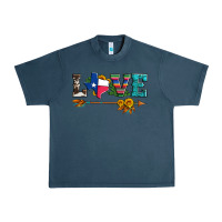 Midnight Navy love texas serape cowhide cactus and sunflowers Urban Heavy Tee - Artiststas