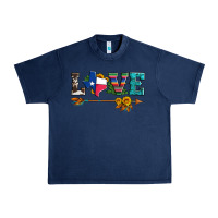 Navy love texas serape cowhide cactus and sunflowers Urban Heavy Tee - Artiststas