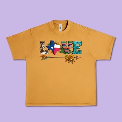 Love Texas Serape Cowhide Cactus And Sunflowers Urban Heavy Tee Designed By Artiststas
