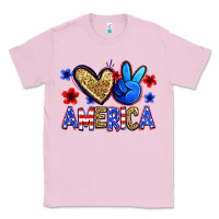 Bubblegum Pink peace love america Classic Tee - Zillion Design Studio