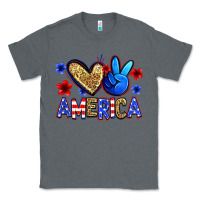 Charcoal Heather peace love america Classic Tee - Zillion Design Studio