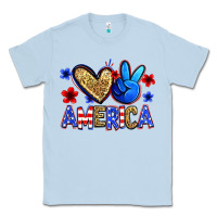 Dusty Blue peace love america Classic Tee - Zillion Design Studio