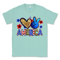 Seafoam peace love america Classic Tee - Zillion Design Studio