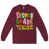 Burgundy second grade energy Long Sleeve Tee - texasbilliewilder