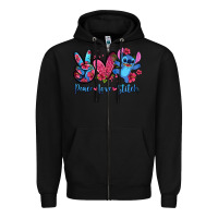 Black peace love stitch Zipper Hoodie - Zillion Design Studio