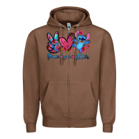 Chestnut peace love stitch Zipper Hoodie - Zillion Design Studio