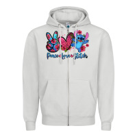 Dove Grey peace love stitch Zipper Hoodie - Zillion Design Studio