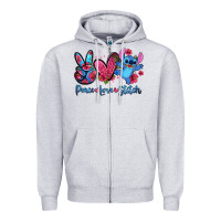 Heather Grey peace love stitch Zipper Hoodie - Zillion Design Studio