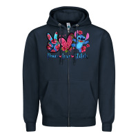 Navy peace love stitch Zipper Hoodie - Zillion Design Studio