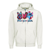 Oatmeal Heather peace love stitch Zipper Hoodie - Zillion Design Studio