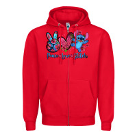 Red peace love stitch Zipper Hoodie - Zillion Design Studio