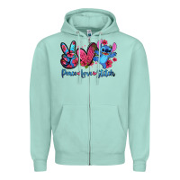 Seafoam peace love stitch Zipper Hoodie - Zillion Design Studio