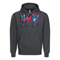 Smoke peace love stitch Zipper Hoodie - Zillion Design Studio