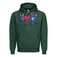 Sports Green peace love stitch Zipper Hoodie - Zillion Design Studio