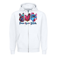 White peace love stitch Zipper Hoodie - Zillion Design Studio