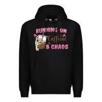 Black running on caffeine & chaos Premium Hoodie - MaliasSmallBusiness