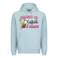 Blue Mist running on caffeine & chaos Premium Hoodie - MaliasSmallBusiness