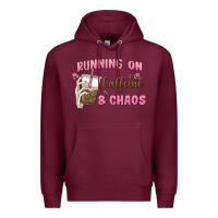 Burgundy running on caffeine & chaos Premium Hoodie - MaliasSmallBusiness
