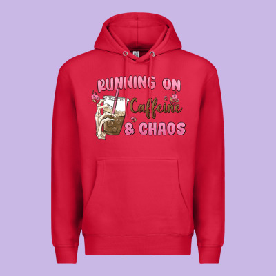 Running On Caffeine & Chaos Premium Hoodie Designed By Maliassmallbusiness