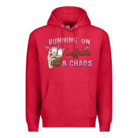 Cardinal running on caffeine & chaos Premium Hoodie - MaliasSmallBusiness