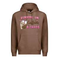 Chestnut running on caffeine & chaos Premium Hoodie - MaliasSmallBusiness