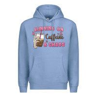 Colony Blue running on caffeine & chaos Premium Hoodie - MaliasSmallBusiness