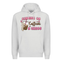 Dove Grey running on caffeine & chaos Premium Hoodie - MaliasSmallBusiness