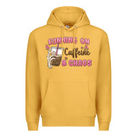 Mustard running on caffeine & chaos Premium Hoodie - MaliasSmallBusiness