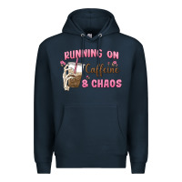 Navy running on caffeine & chaos Premium Hoodie - MaliasSmallBusiness