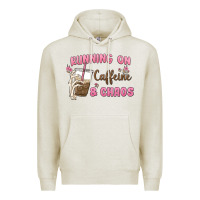 Oatmeal Heather running on caffeine & chaos Premium Hoodie - MaliasSmallBusiness