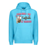 Ocean Blue running on caffeine & chaos Premium Hoodie - MaliasSmallBusiness