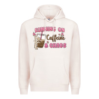 Pale Pink running on caffeine & chaos Premium Hoodie - MaliasSmallBusiness
