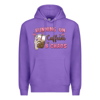 Purple running on caffeine & chaos Premium Hoodie - MaliasSmallBusiness