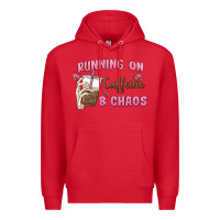 Red running on caffeine & chaos Premium Hoodie - MaliasSmallBusiness