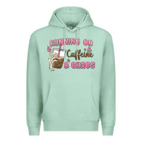 Seafoam running on caffeine & chaos Premium Hoodie - MaliasSmallBusiness