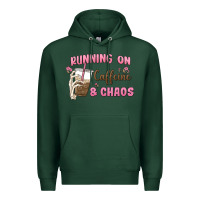 Sports Green running on caffeine & chaos Premium Hoodie - MaliasSmallBusiness