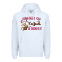 White running on caffeine & chaos Premium Hoodie - MaliasSmallBusiness