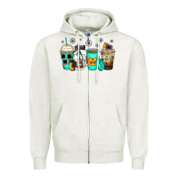 Oatmeal Heather photography coffee cups Zipper Hoodie - Zillion Design Studio