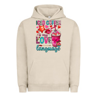 Pigment French Oak iced coffee is my love language Urban Hoodie - NancyCooperArtShop