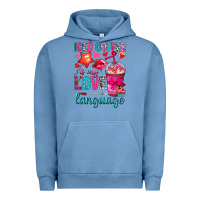 Pigment Pebble Blue iced coffee is my love language Urban Hoodie - NancyCooperArtShop