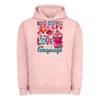 Pigment Salmon iced coffee is my love language Urban Hoodie - NancyCooperArtShop