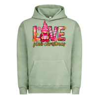 Pigment Oil Green love pink christmas gnome Urban Hoodie - NancyCooperArtShop
