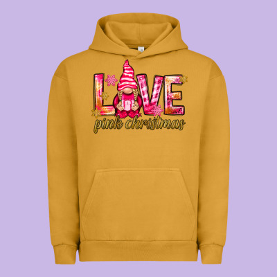 Love Pink Christmas Gnome Urban Hoodie Designed By Nancycooperartshop