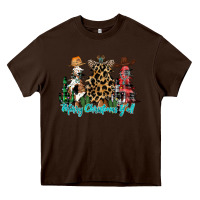 Chocolate Brown merry christmas y'all christmas trees Heavy Core Tee - CowhideDigitalArt