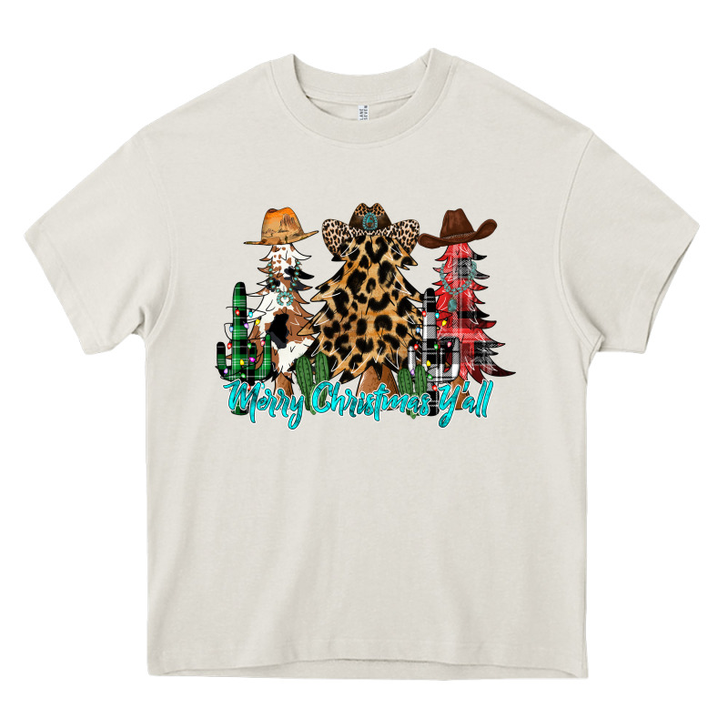 Merry Christmas Y'all Christmas Trees Heavy Core Tee by CowhideDigitalArt | Teevron