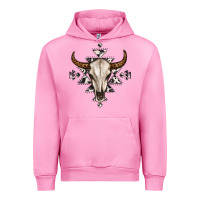 Fuchsia Pink bull skull with aztec Urban Hoodie - MaliasSmallBusiness