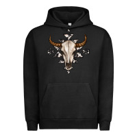 Pigment Black bull skull with aztec Urban Hoodie - MaliasSmallBusiness